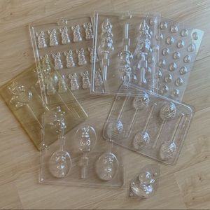EASTER FOOD GRADE PETH PLASTIC CANDY MOLDS BUNNIES LOLLIPOPS EASTER EGGS EUC